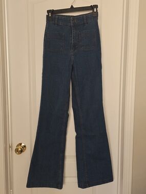 Forever 21 Dark Blue High-Rise Wide Leg Jeans